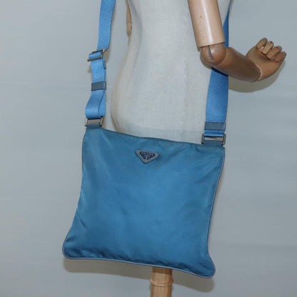 Prada Flat Messenger Bag Tessuto, BLUE, NYLON, Shoulder bag