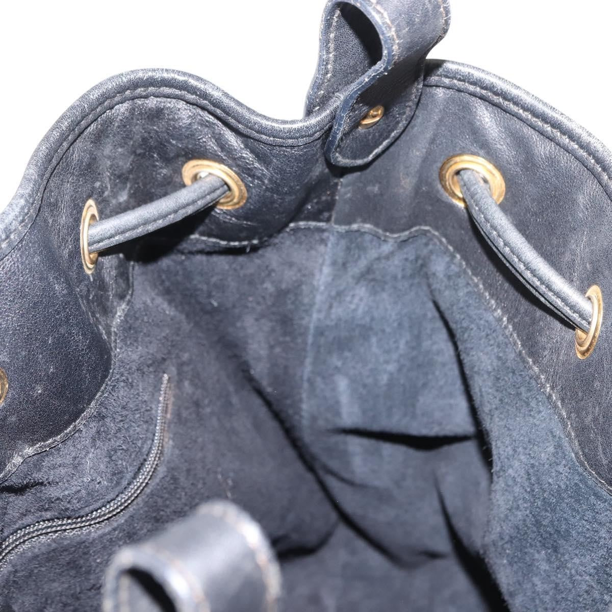 Gucci Vintage Drawstring Shoulder Bag Leather, BLACK, LEATHER, Shoulder bag