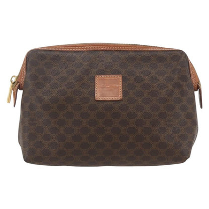 Celine Vintage Toiletry Pouch Macadam Coated Canvas, BROWN, CANVAS, Clutche & pouche