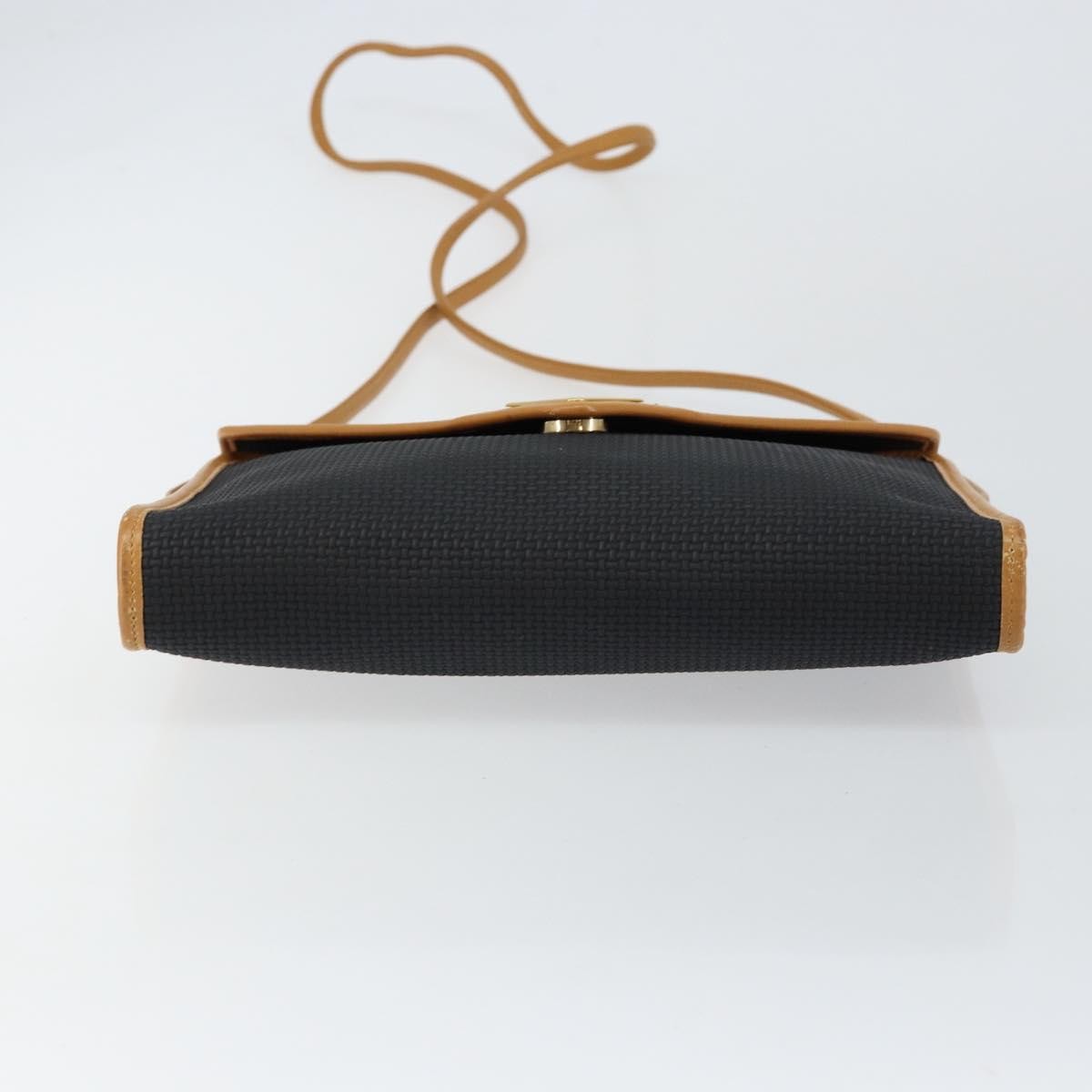 Saint Laurent Vintage Flap Crossbody Bag Coated Canvas with Leather, BLACK, PVC, Shoulder bag