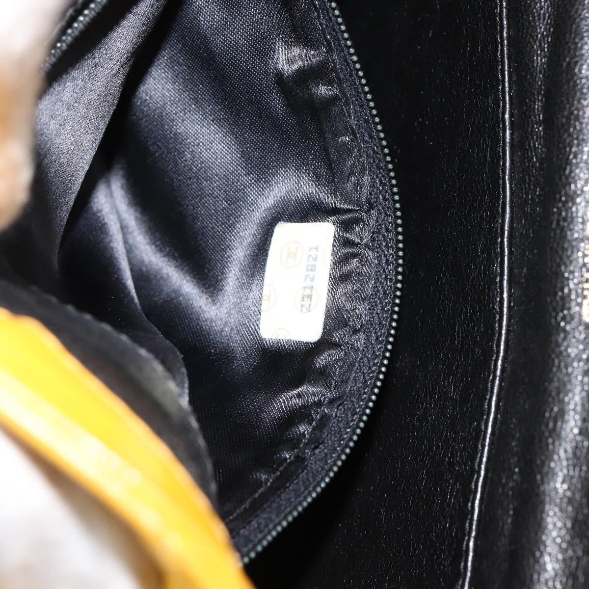 Chanel Vintage CC Fold Over Shoulder Bag Quilted Lambskin, YELLOW, LEATHER, Shoulder bag