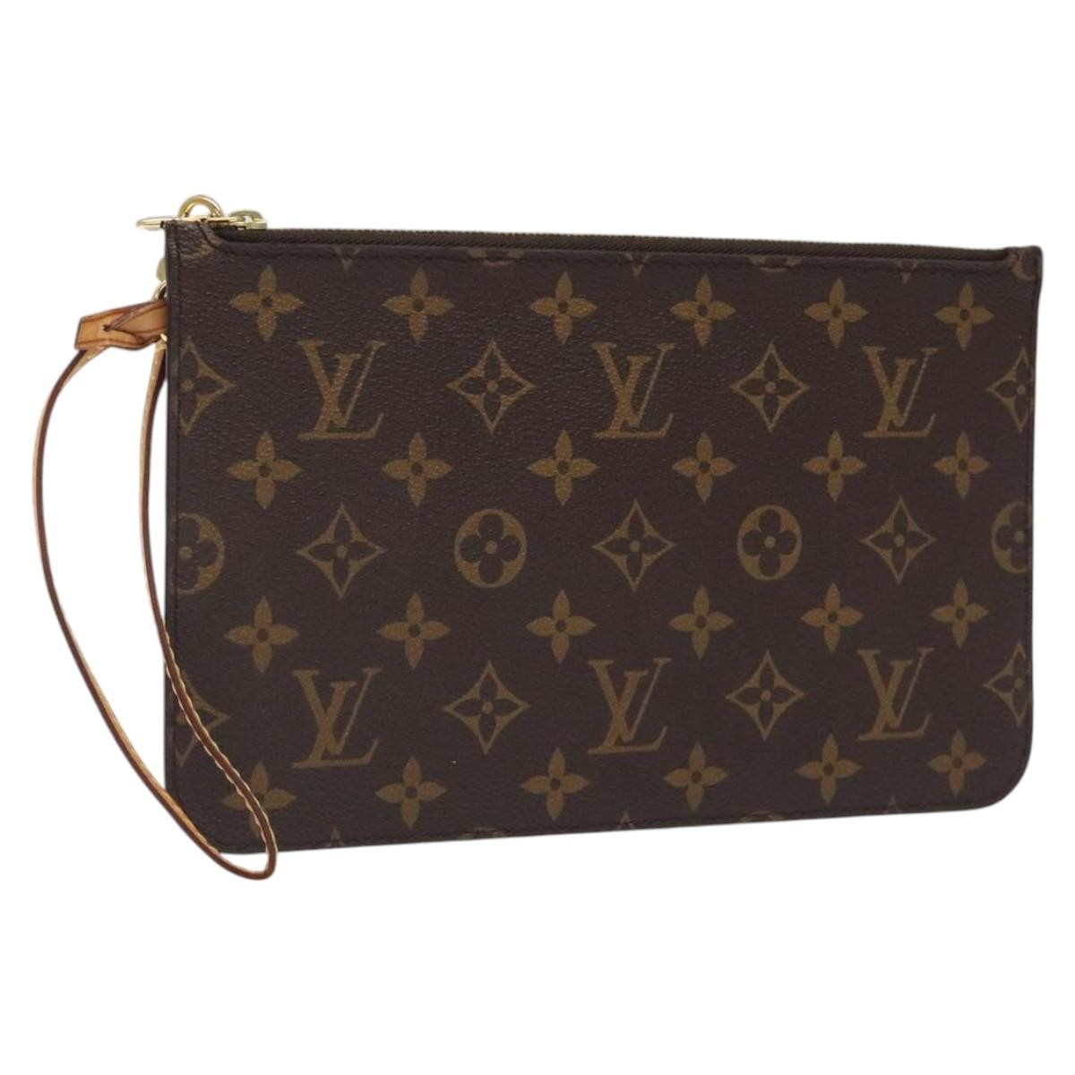 Louis Vuitton Neverfull Pochette Monogram Canvas, BROWN, CANVAS, Clutche & pouche