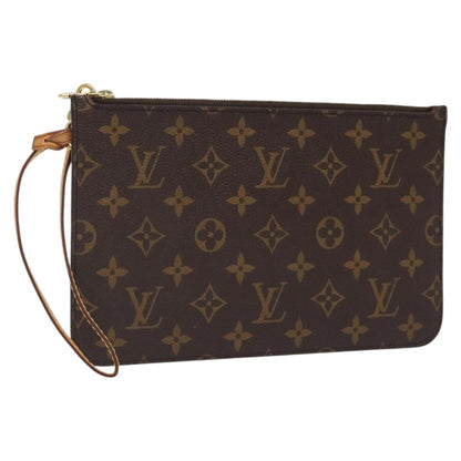 Louis Vuitton Neverfull Pochette Monogram Canvas, BROWN, CANVAS, Clutche & pouche