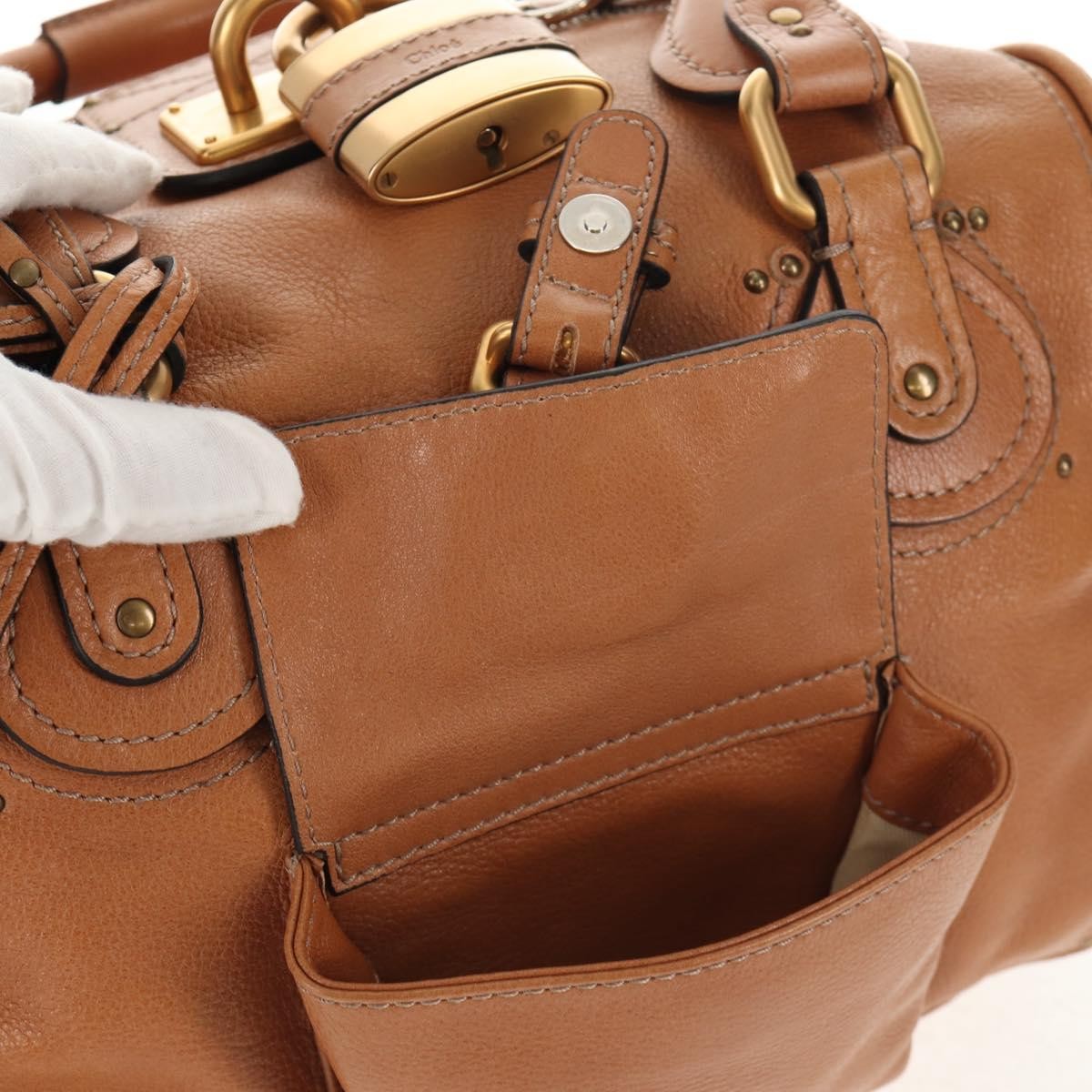 Chloe Paddington Lock Handbag Leather, BROWN, LEATHER, Shoulder bag