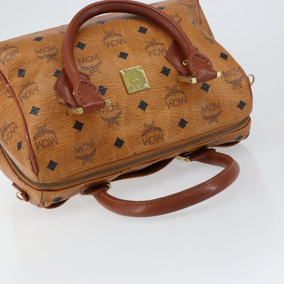 MCM Visetos logogramme Handbag Canvas and Leather, BROWN, CANVAS, Handbag