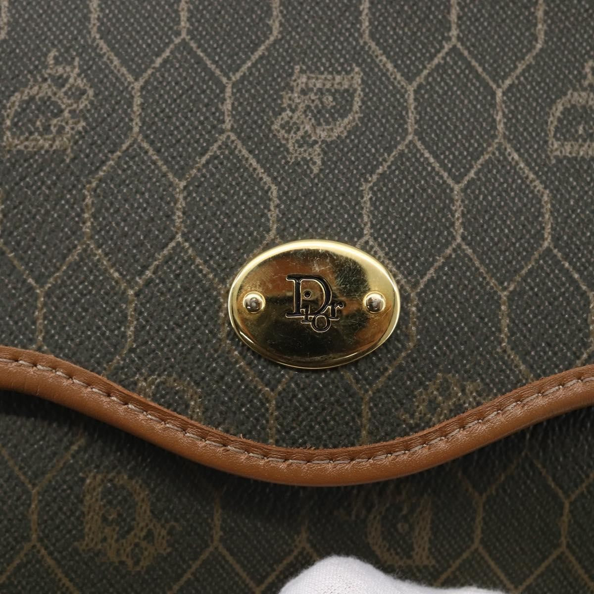 Christian Dior Vintage Honeycomb Flap Crossbody Bag Coated Canvas, KHAKI, CANVAS, Shoulder bag