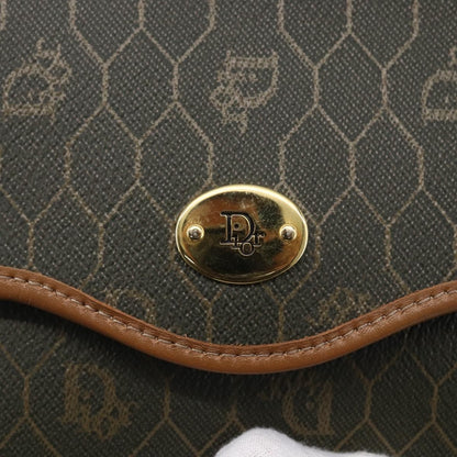 Christian Dior Vintage Honeycomb Flap Crossbody Bag Coated Canvas, KHAKI, CANVAS, Shoulder bag