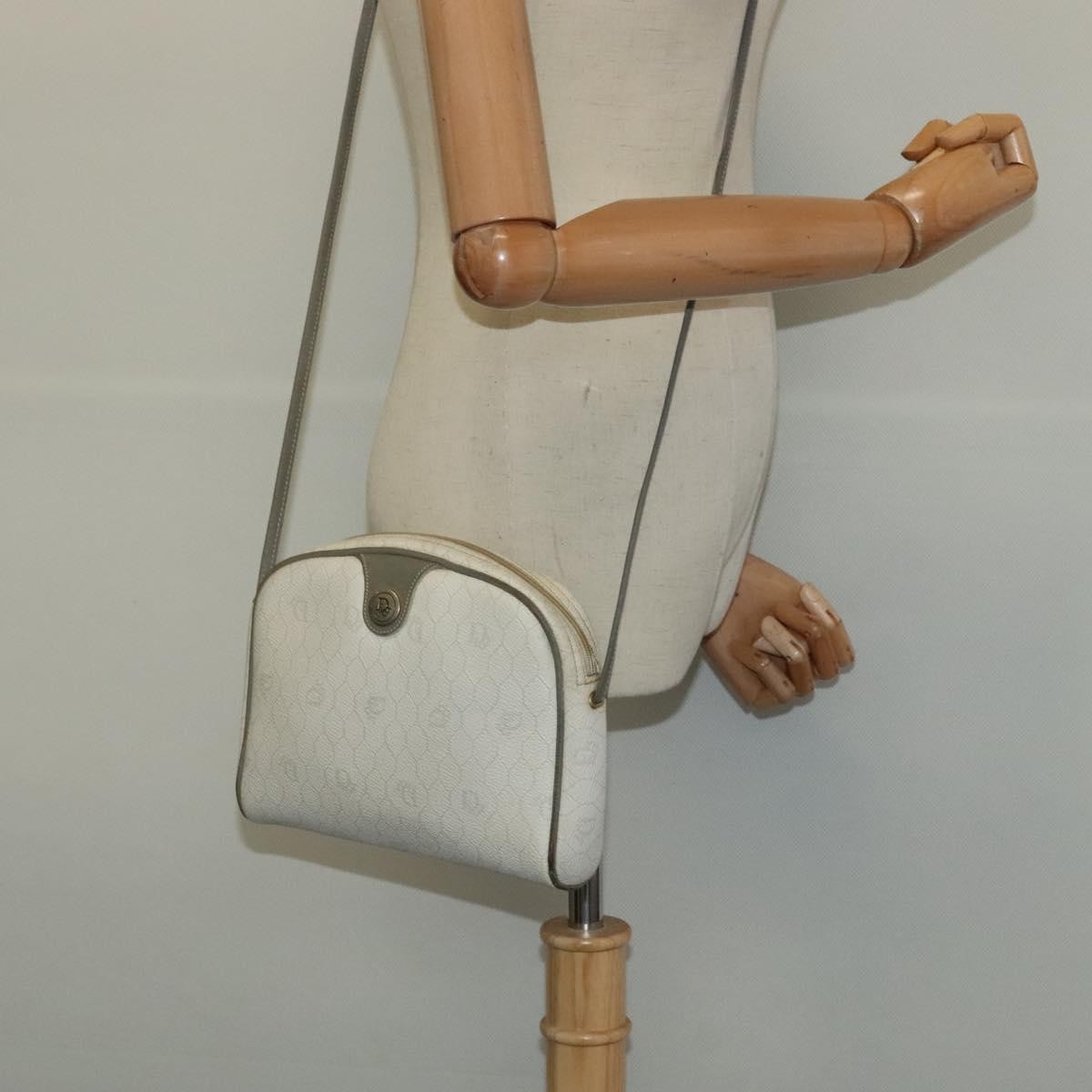 Christian Dior Vintage Honeycomb Shoulder Bag Canvas, WHITE, CANVAS, Shoulder bag