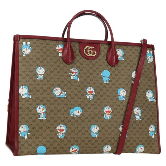 Gucci Doraemon Tote Printed Mini GG Coated Canvas, Beige, Canvas, Tote Bag