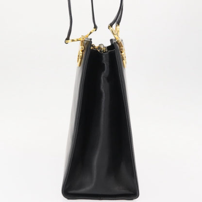 Salvatore Ferragamo Gancini Shoulder Bag Leather, BLACK, LEATHER, Shoulder bag