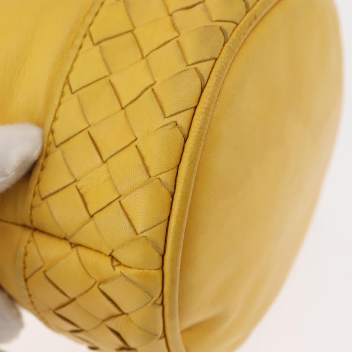 Bottega Veneta Drawstring Bucket Bag Leather and Intrecciato Nappa, YELLOW, LEATHER, Shoulder bag