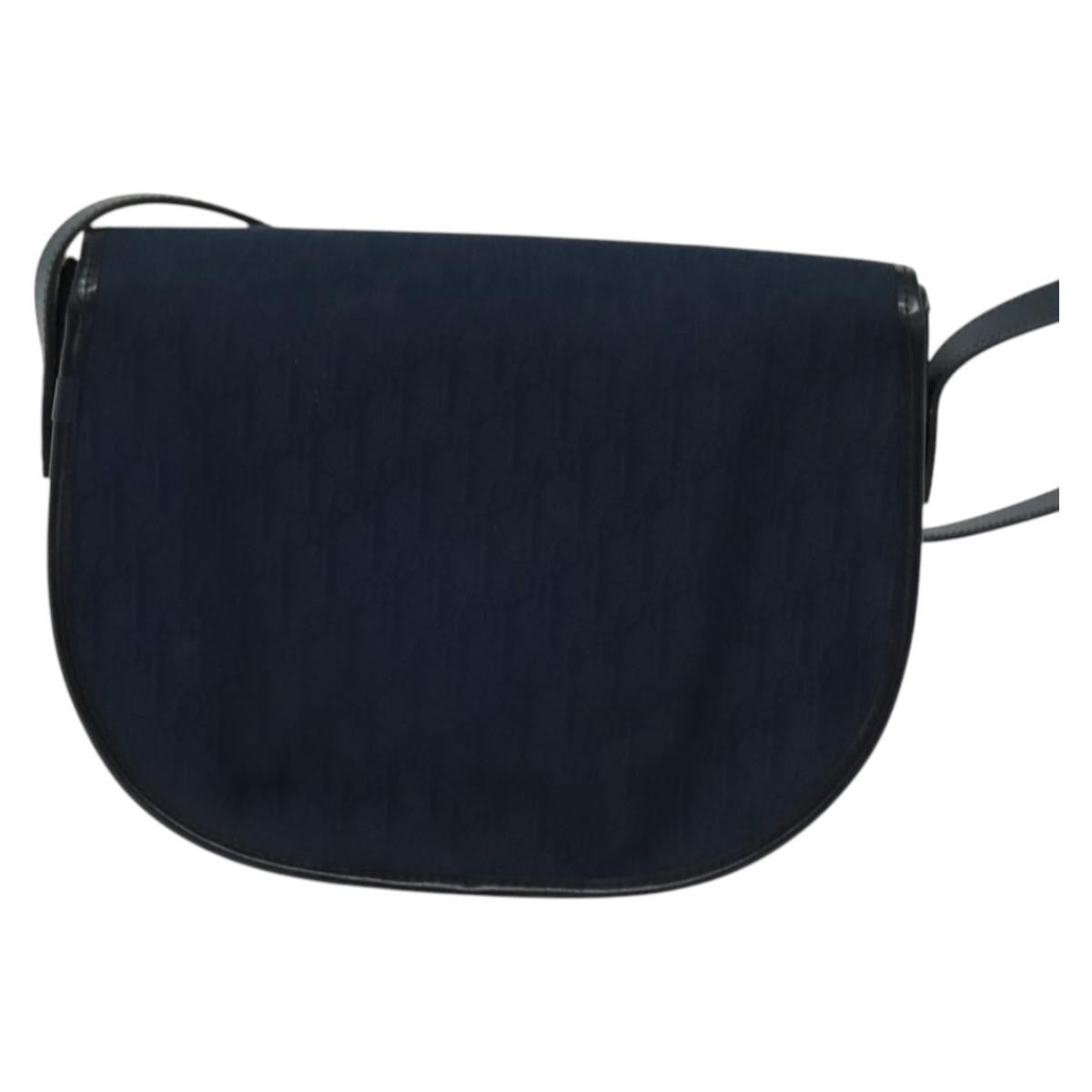 Christian Dior Vintage Trotter Shoulder Bag Canvas, NAVY, CANVAS, Shoulder bag