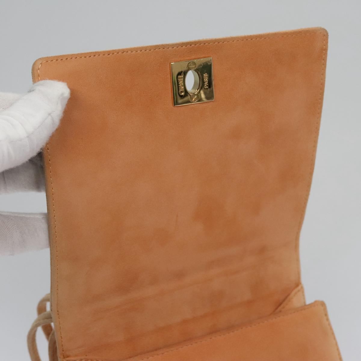 Chanel Flap Crossbody Bag Suede Patchwork, BEIGE, SUEDE, Crossbody bag