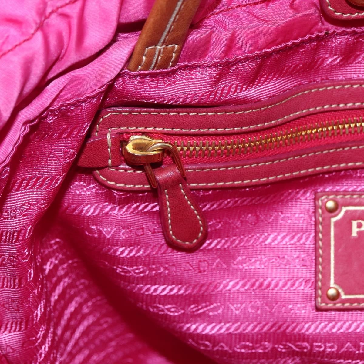 Prada Logo Drawstring Tote Tessuto, PINK, NYLON, Tote bag
