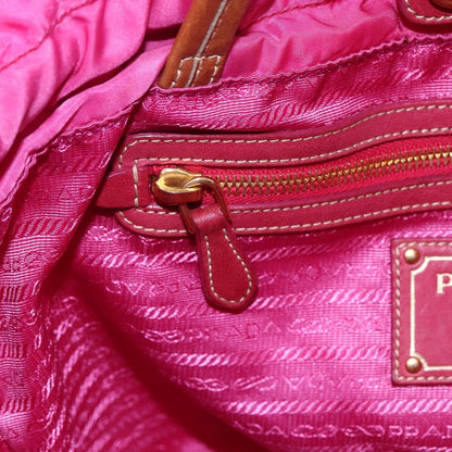 Prada Logo Drawstring Tote Tessuto, PINK, NYLON, Tote bag