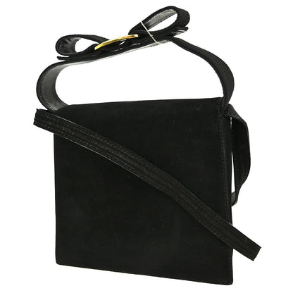 Salvatore Ferragamo Vintage Vara Bow Handle Shoulder Bag Suede, BLACK, SUEDE, Handbag