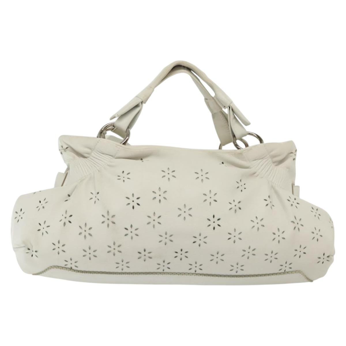 Salvatore Ferragamo Gancini handbag Leather, WHITE, LEATHER, Handbag