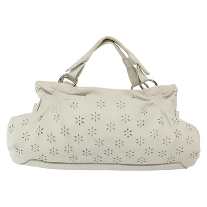 Salvatore Ferragamo Gancini handbag Leather, WHITE, LEATHER, Handbag