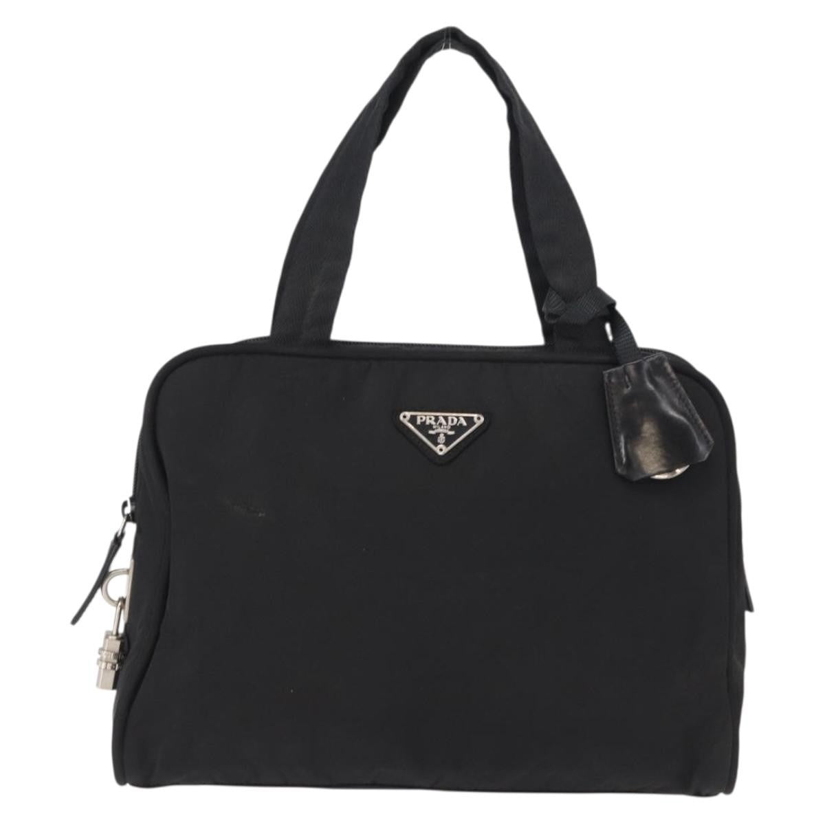 Prada Bowling Shoulder Bag Tessuto, BLACK, NYLON, Shoulder bag