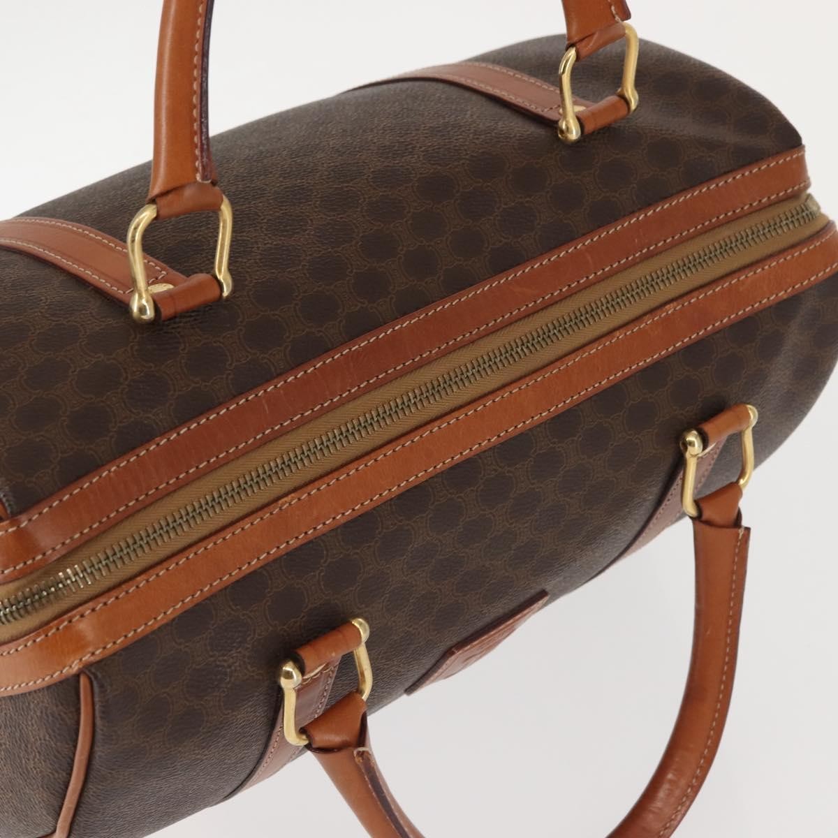 Celine Vintage Boston Bag Macadam Coated Canvas, BROWN, CANVAS, Handbag