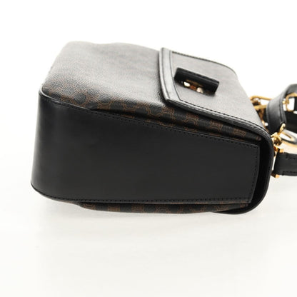 Celine Vintage Convertible Top Handle Bag Macadam Coated Canvas, BROWN, PVC, Handbag