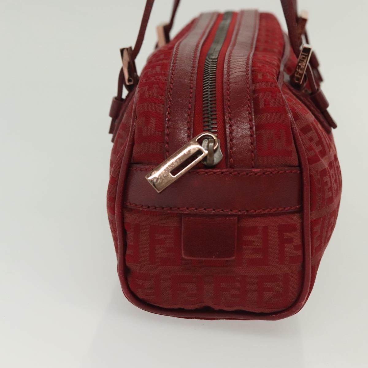 Fendi Bowling Bag Zucchino Canvas, RED, CANVAS, Shoulder bag