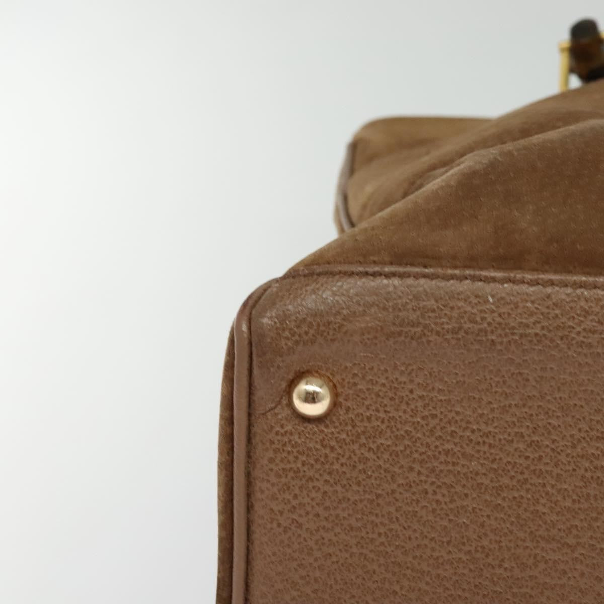 Gucci Bamboo Handle Tote Suede, BROWN, SUEDE, Tote bag