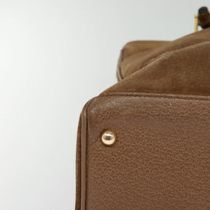 Gucci Bamboo Handle Tote Suede, BROWN, SUEDE, Tote bag