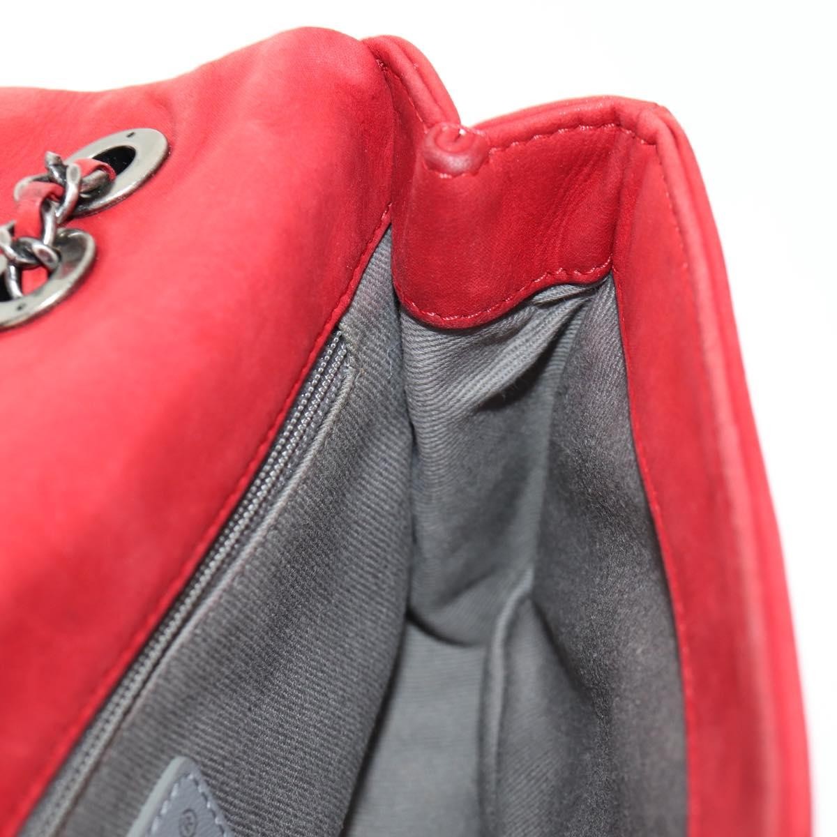 Chanel Diamond Stitch Chain Flap Bag Quilted Iridescent Calfskin, RED, LEATHER, Shoulder bag