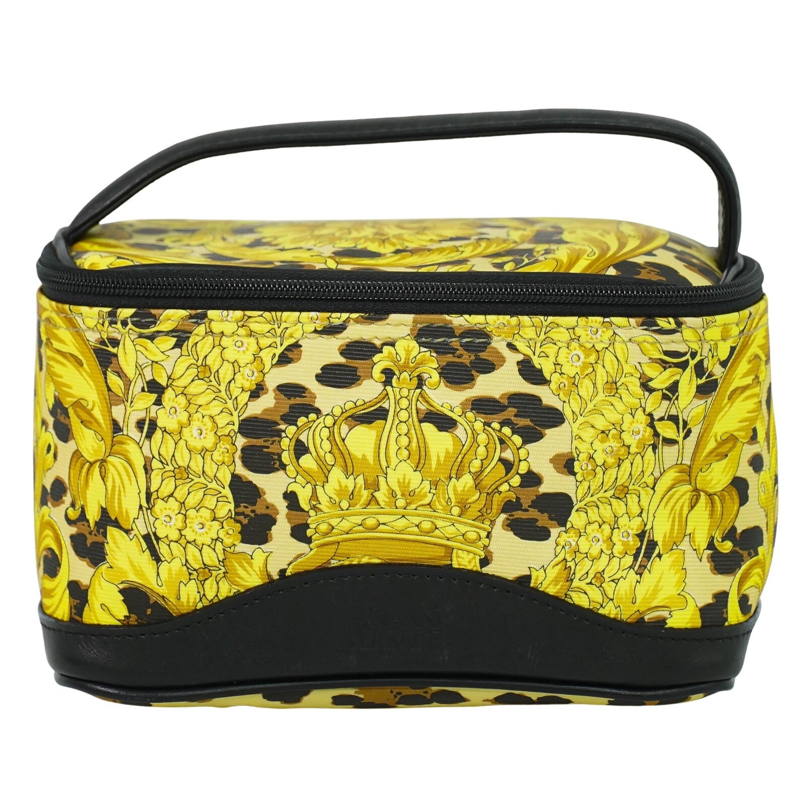 Versace Vanity Hand Bag Canvas and Leather, YELLOW, PVC, Handbag