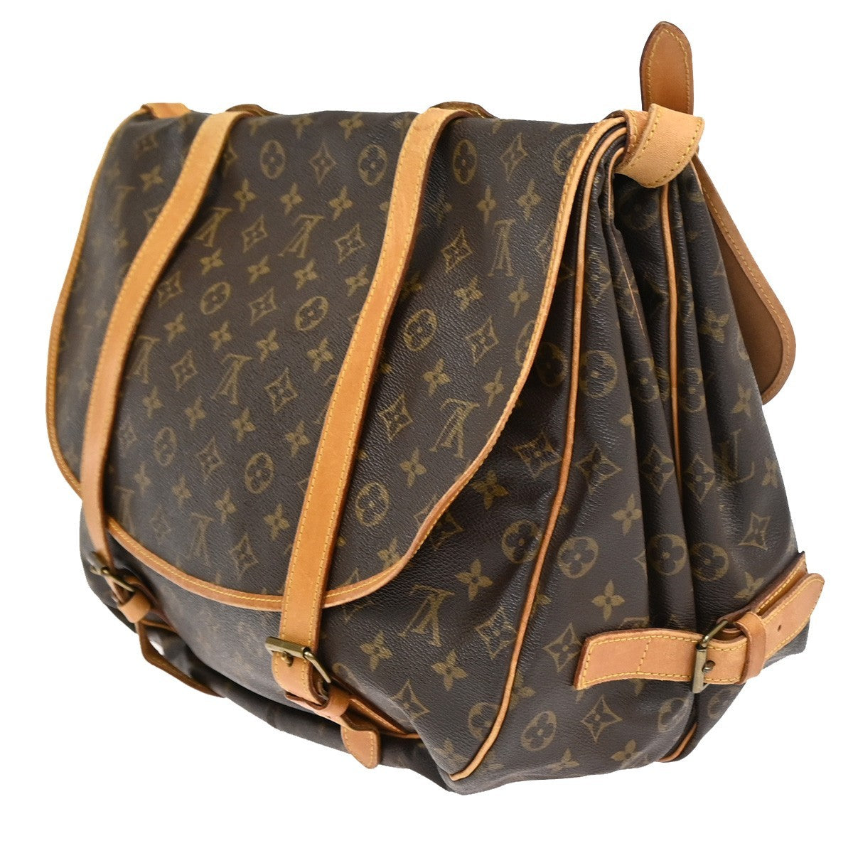 Louis Vuitton Saumur Handbag Monogram Canvas, Brown, Leather, Shoulder Bag