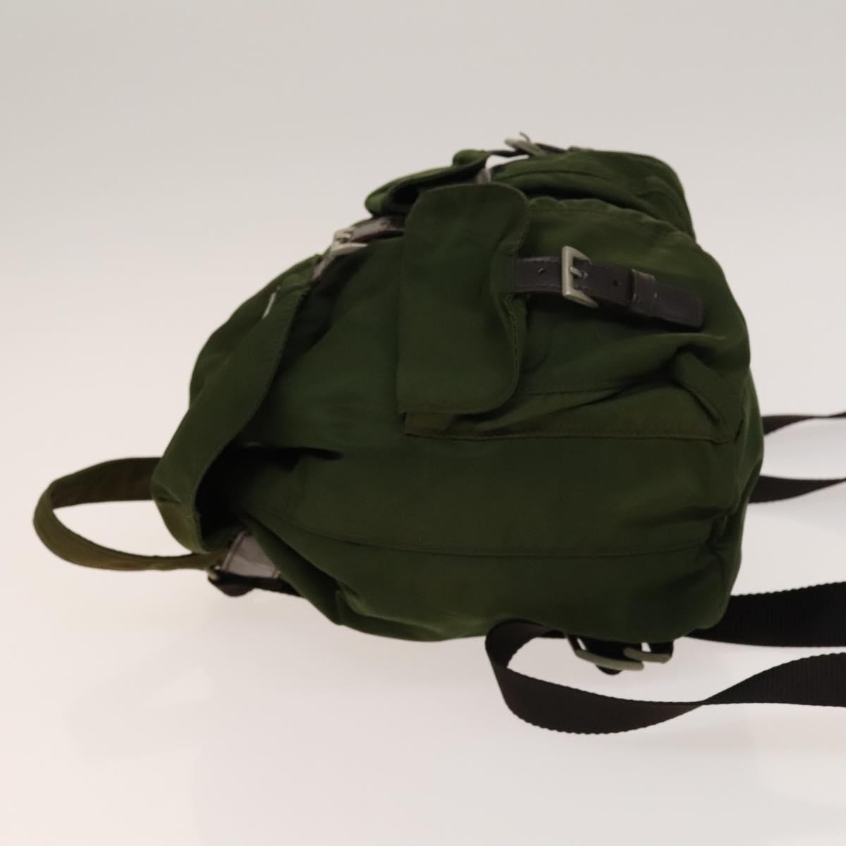 Prada Vela Double Front Pocket Backpack Tessuto with Saffiano Leather, KHAKI, NYLON, Backpack