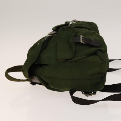 Prada Vela Double Front Pocket Backpack Tessuto with Saffiano Leather, KHAKI, NYLON, Backpack