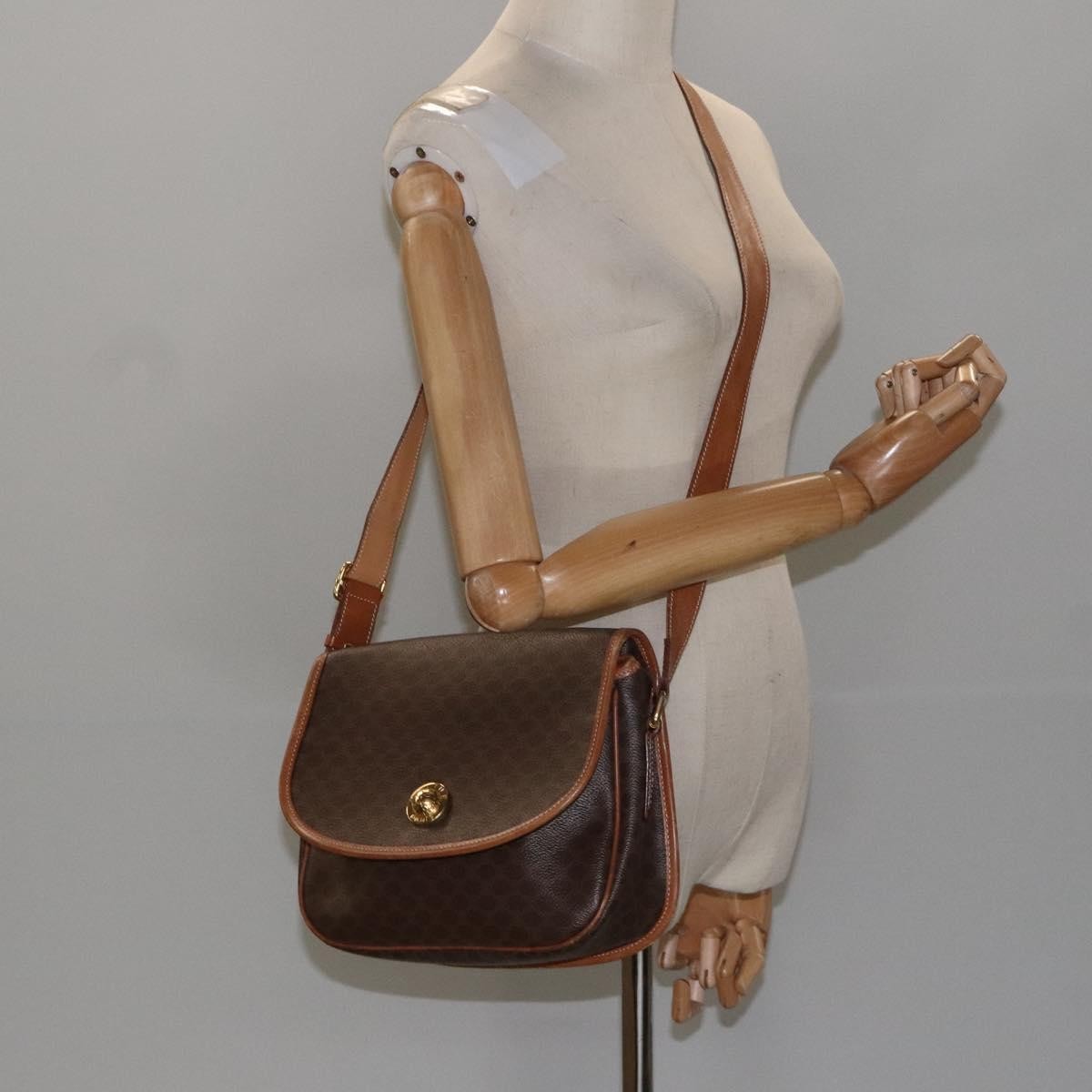 Celine Macadam Shoulder Bag PVC Leather, BROWN, CANVAS, Shoulder bag