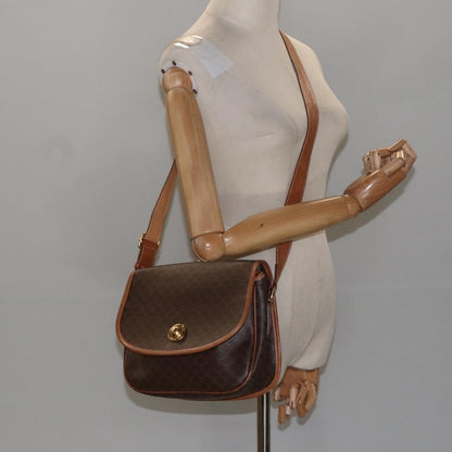 Celine Macadam Shoulder Bag PVC Leather, BROWN, CANVAS, Shoulder bag
