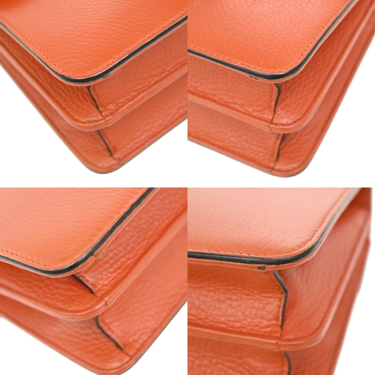 Gucci Interlocking Shoulder Bag Leather, ORANGE, LEATHER, Shoulder bag