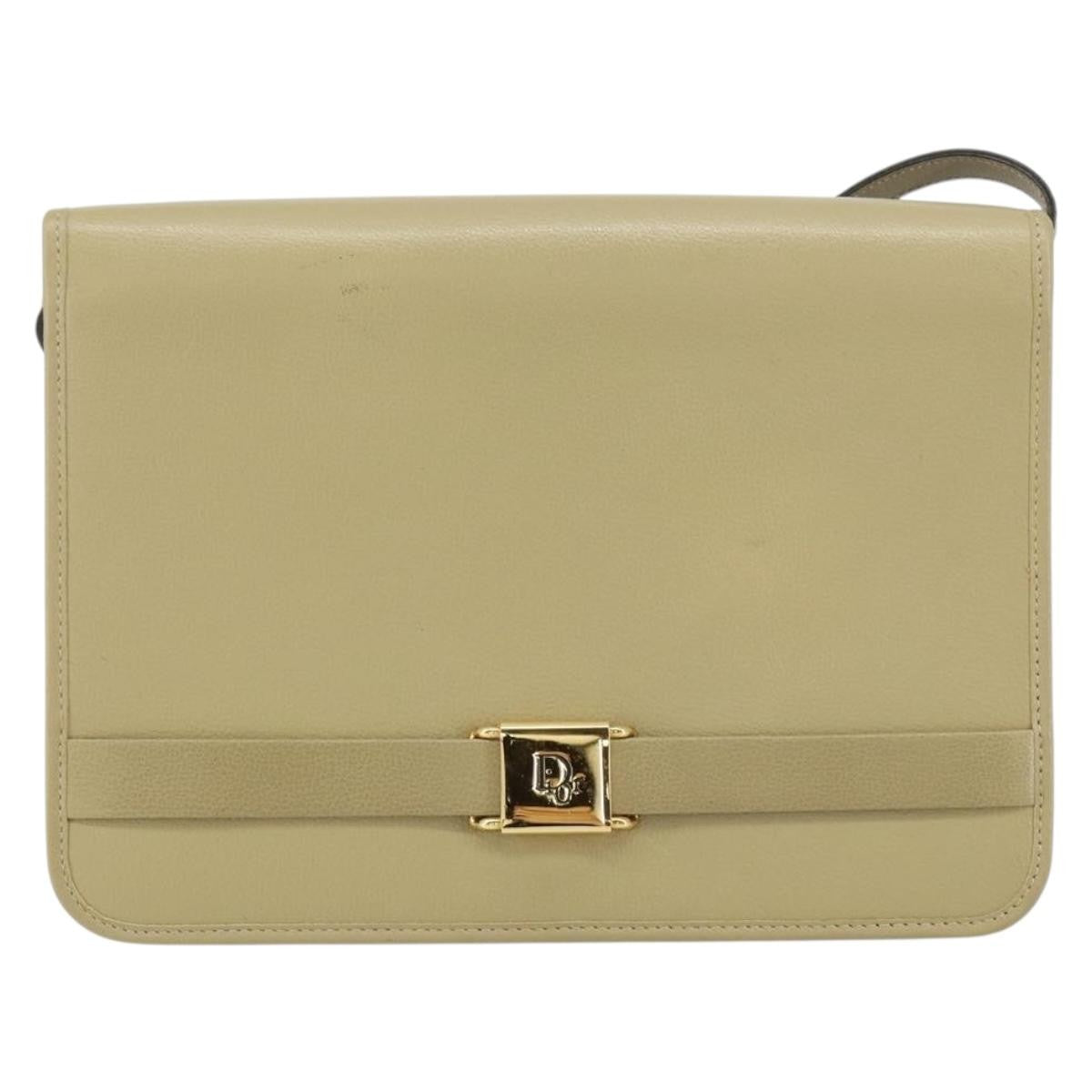 Christian Dior Vintage Shoulder Bag Leather, BEIGE, LEATHER, Shoulder bag