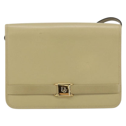 Christian Dior Vintage Shoulder Bag Leather, BEIGE, LEATHER, Shoulder bag