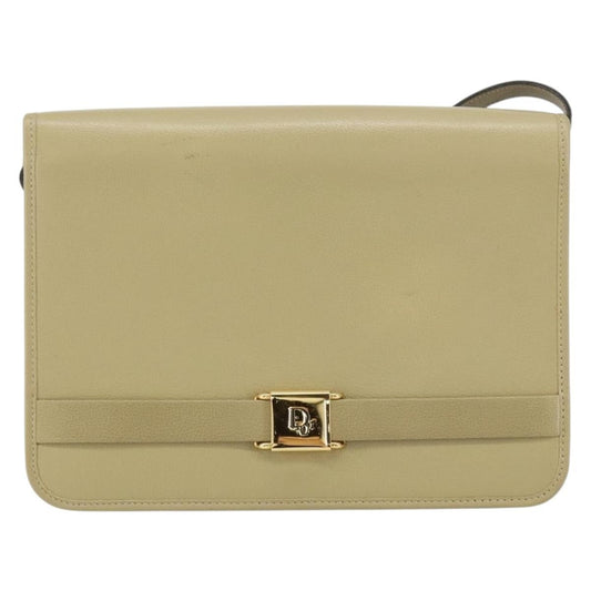 Christian Dior Vintage Shoulder Bag Leather, BEIGE, LEATHER, Shoulder bag
