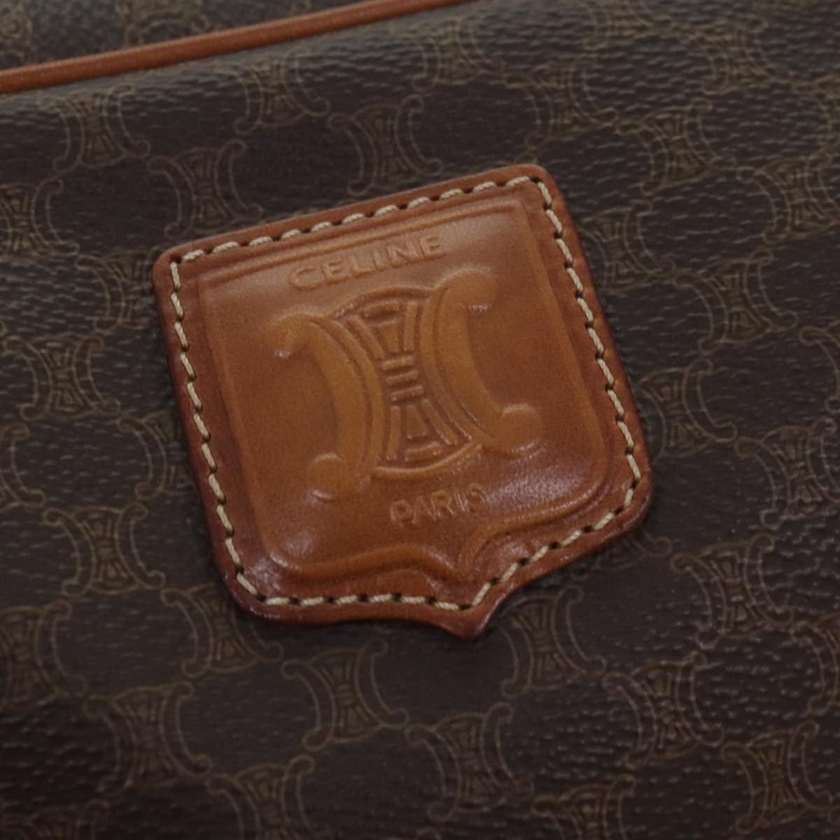 Celine Macadam Pochette Canvas and Leather, BROWN, CANVAS, Clutche & pouche