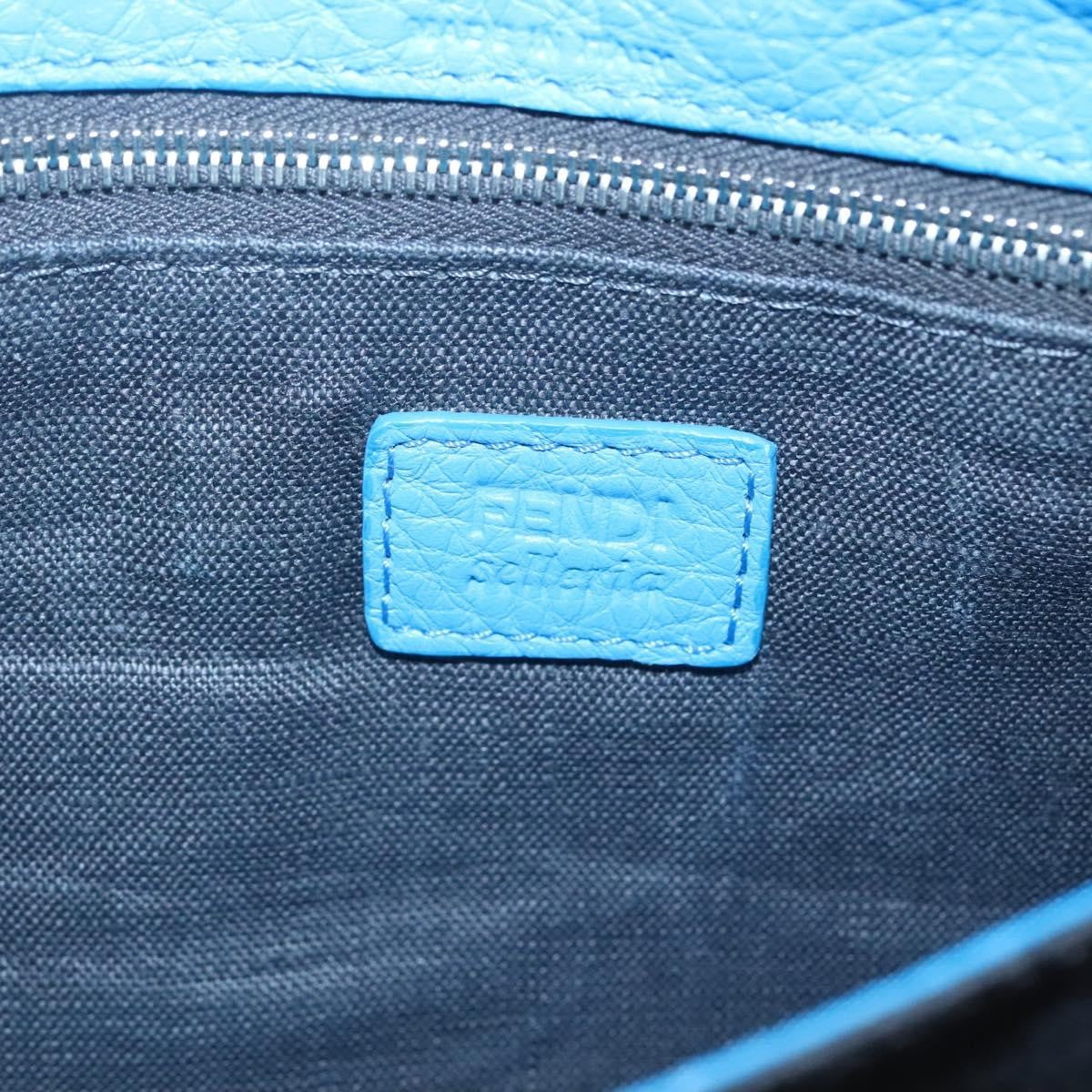 Fendi Selleria Zip Pouch Leather, BLACK, LEATHER, Clutche & pouche