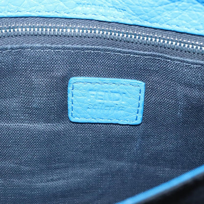 Fendi Selleria Zip Pouch Leather, BLACK, LEATHER, Clutche & pouche