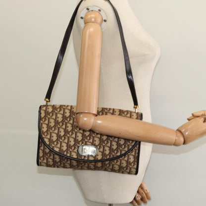 Christian Dior Vintage Flap Crossbody Bag Canvas, BROWN, CANVAS, Shoulder bag