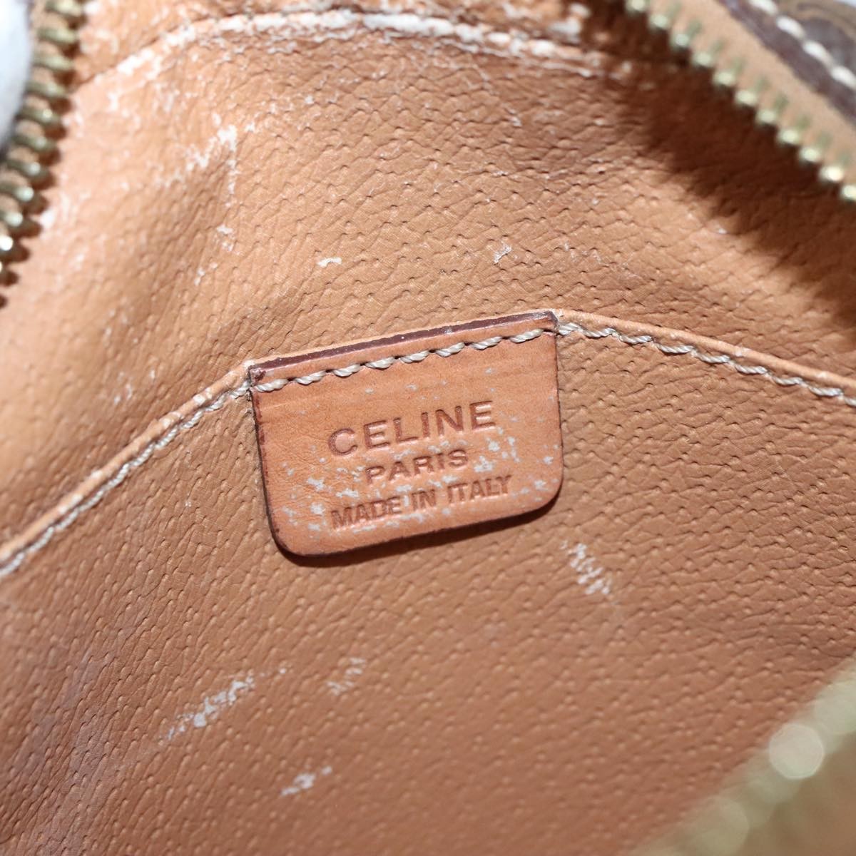 Celine Macadam Shoulder Bag Leather, BROWN, LEATHER, Shoulder bag