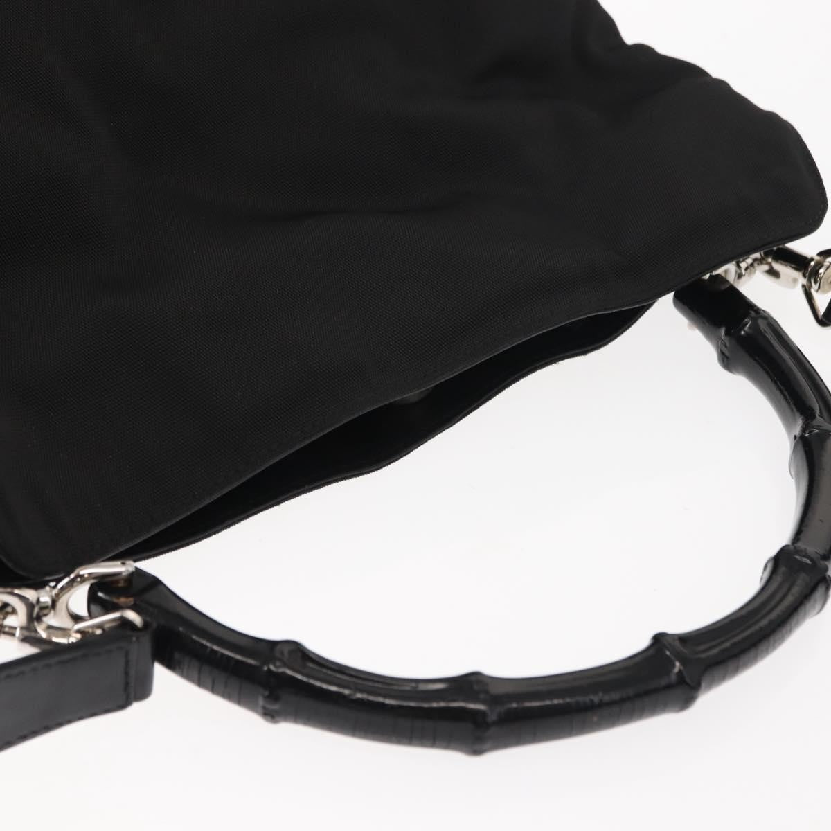 Gucci Vintage Bamboo Handle Bag Nylon, Black, Nylon, Handbag