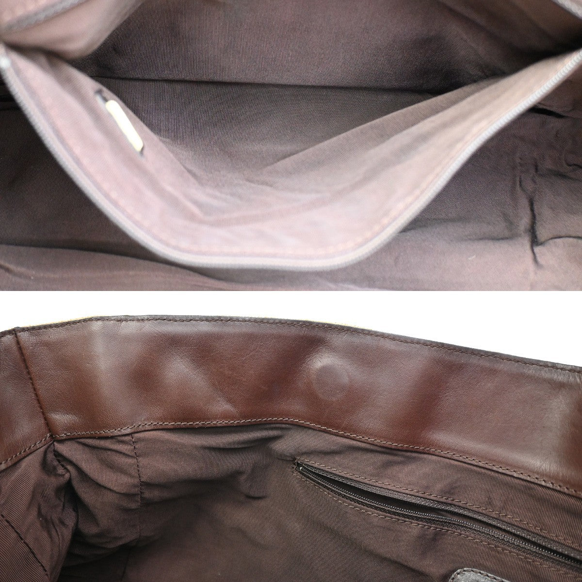 Chanel Vintage CC Tote Canvas with Leather, BEIGE, CANVAS, Tote bag