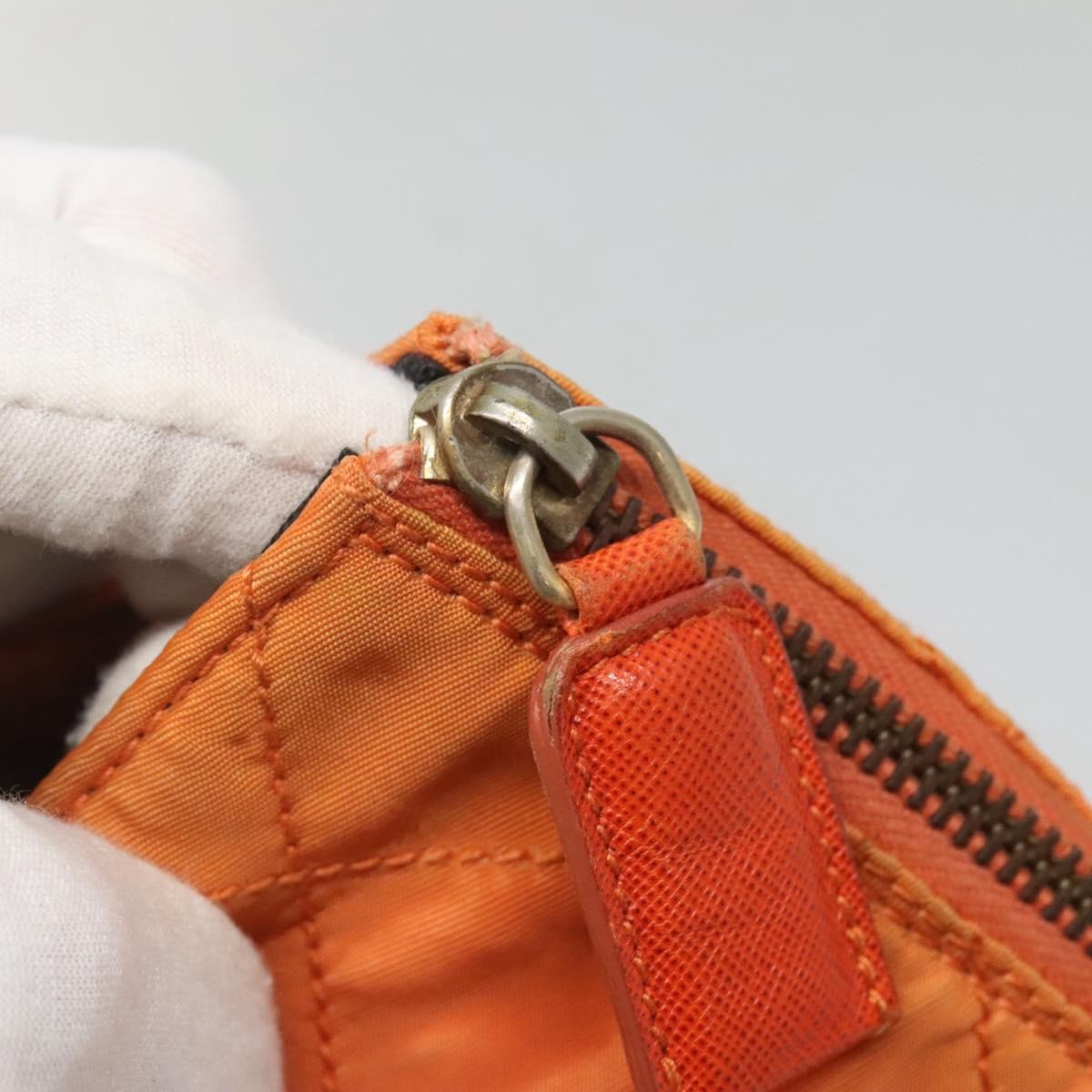 Prada Chain Shoulder Bag Quilted Tessuto, ORANGE, NYLON, Shoulder bag