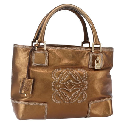 Loewe Vintage Anagram Tote Leather, METALLIC, LEATHER, Tote bag
