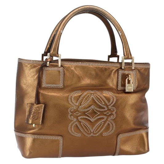 Loewe Vintage Anagram Tote Leather, METALLIC, LEATHER, Tote bag