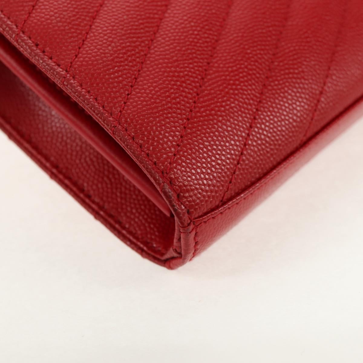 Saint Laurent Cassandra Wallet on Strap leather, RED, LEATHER, Shoulder bag